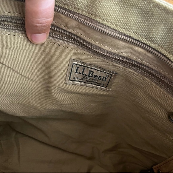 Vintage L.L Bean Embroidered Moose Boat & Tote Bag With Leather Handles - Picture 9 of 10